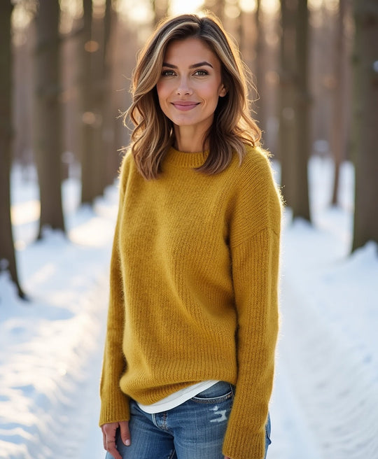 Women’s Loose Fit Sweater with Wide Round Neck