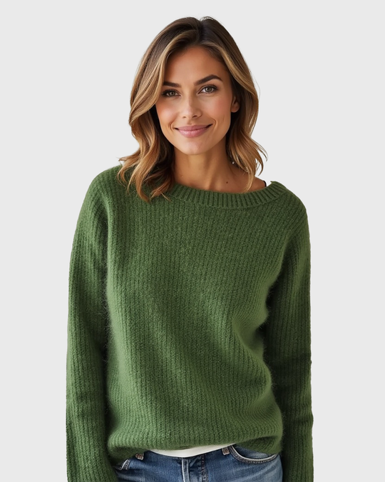 Women’s Loose Fit Sweater with Wide Round Neck