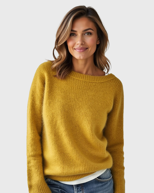 Women’s Loose Fit Sweater with Wide Round Neck