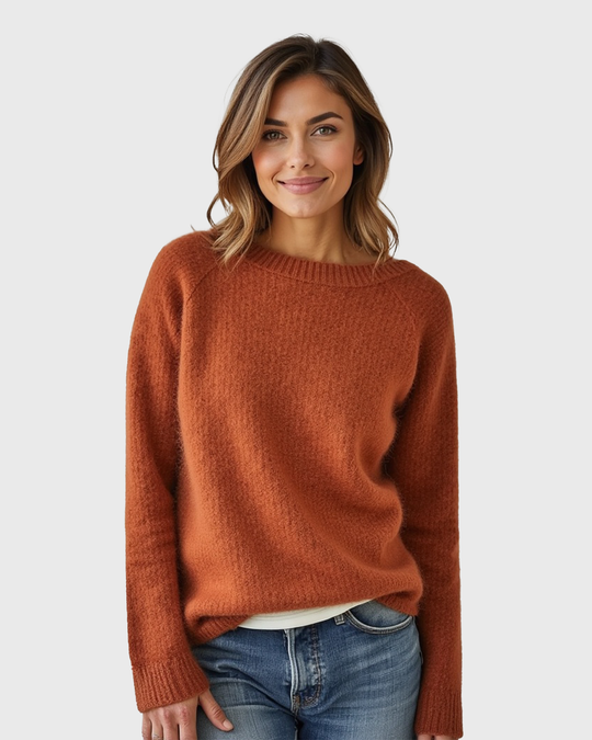 Women’s Loose Fit Sweater with Wide Round Neck