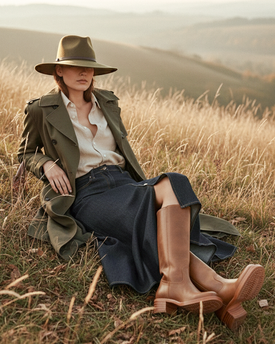 Women’s Slim Fit Knee-High Boots with Structured Sole