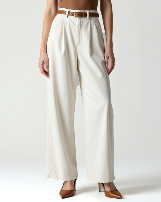 Women’s Straight-Cut Capri Pants with Light Sand Color