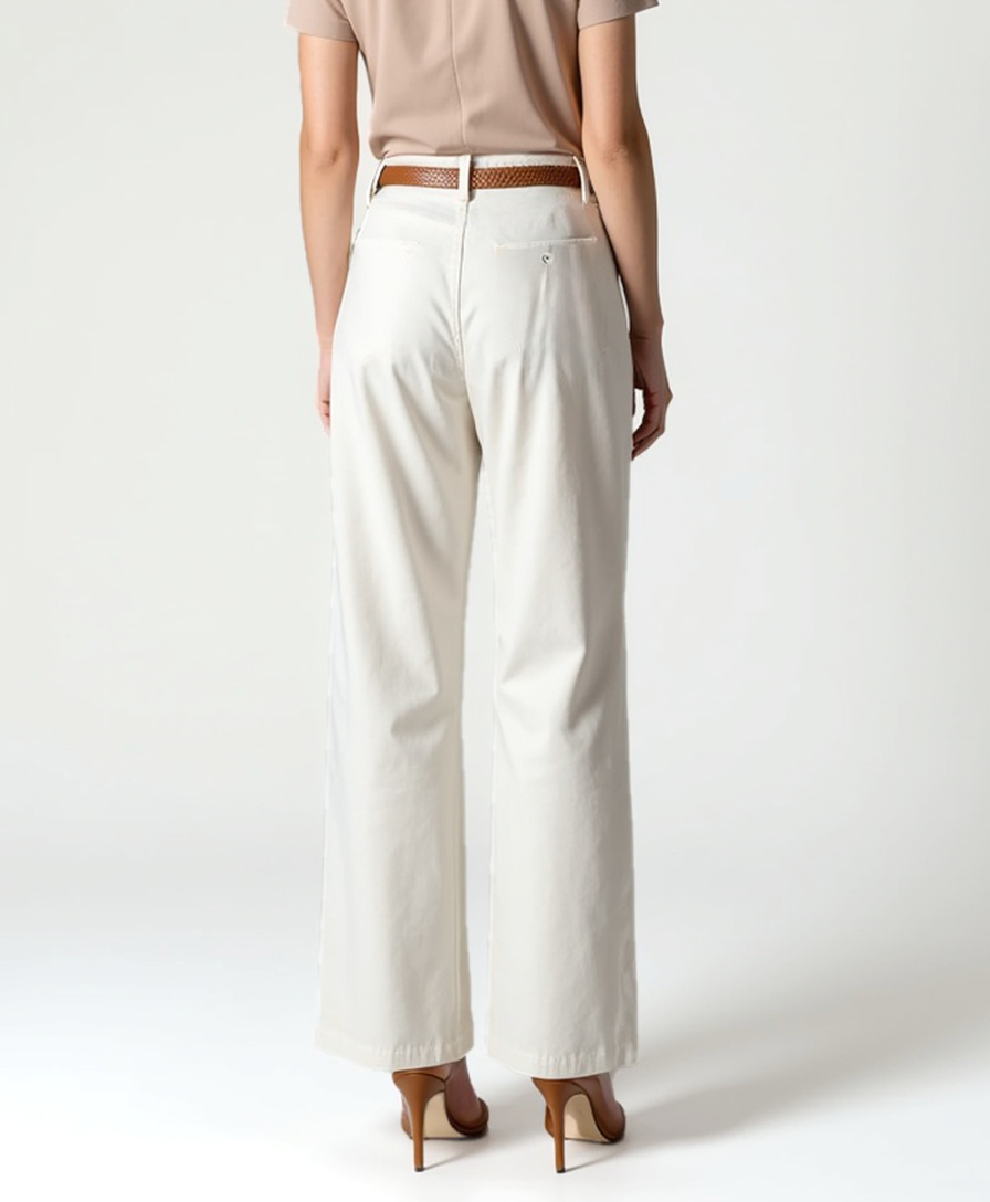 Women’s Straight-Cut Capri Pants with Light Sand Color