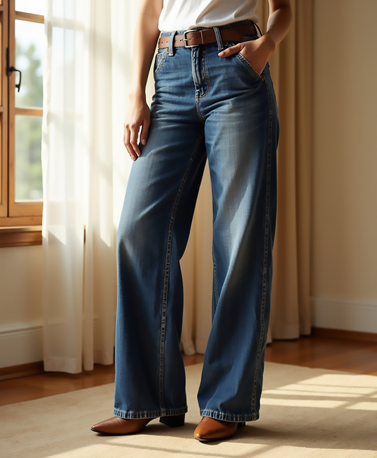 Women’s Wide-Leg Denim Jeans with Relaxed Fit