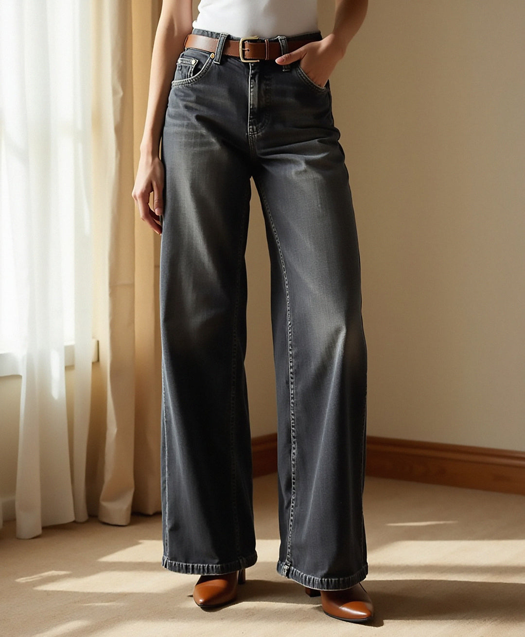 Women’s Wide-Leg Denim Jeans with Relaxed Fit