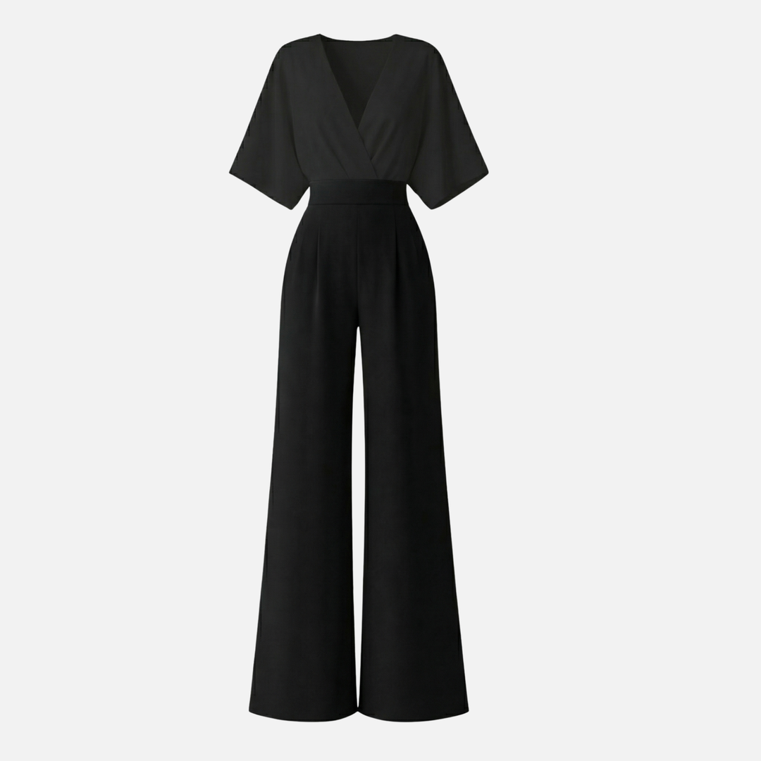 Women’s Wide-Leg Jumpsuit with Draped Sleeves
