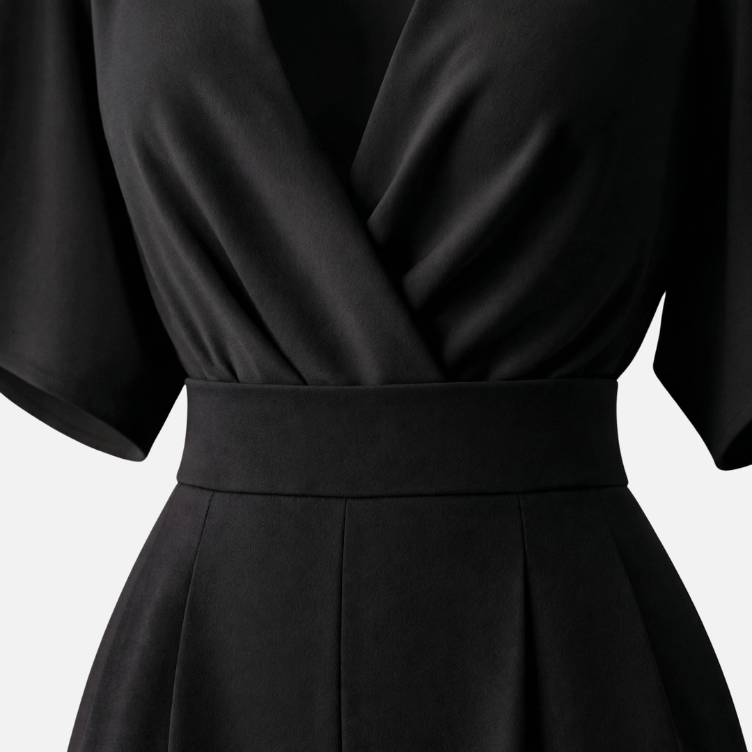 Women’s Wide-Leg Jumpsuit with Draped Sleeves