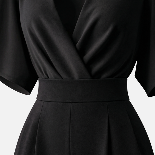 Women’s Wide-Leg Jumpsuit with Draped Sleeves