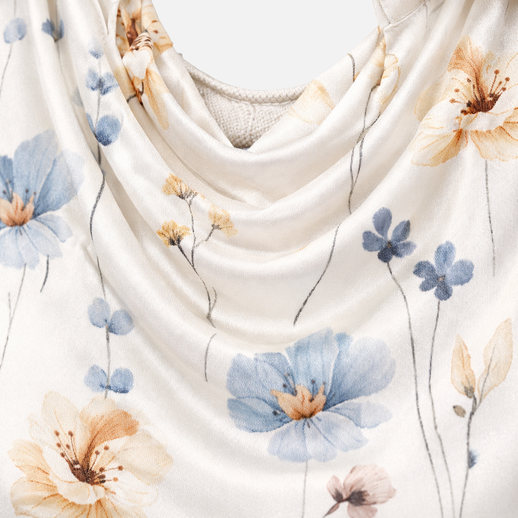 Womens Satin Blouse with Draped Cowl Neck 