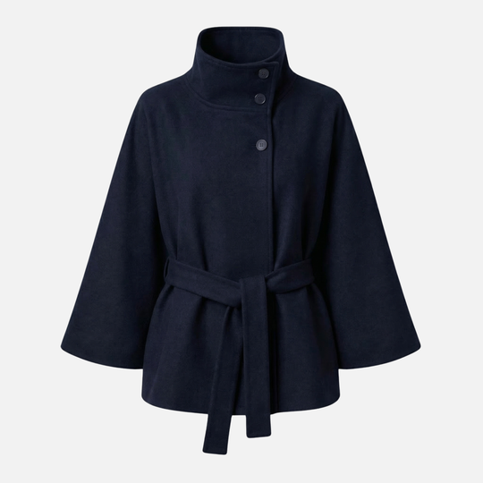 Wool Coat Relaxed Fit with Removable Waist Belt for Women