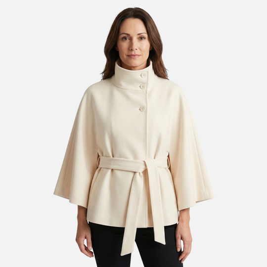 Wool Coat Relaxed Fit with Removable Waist Belt for Women
