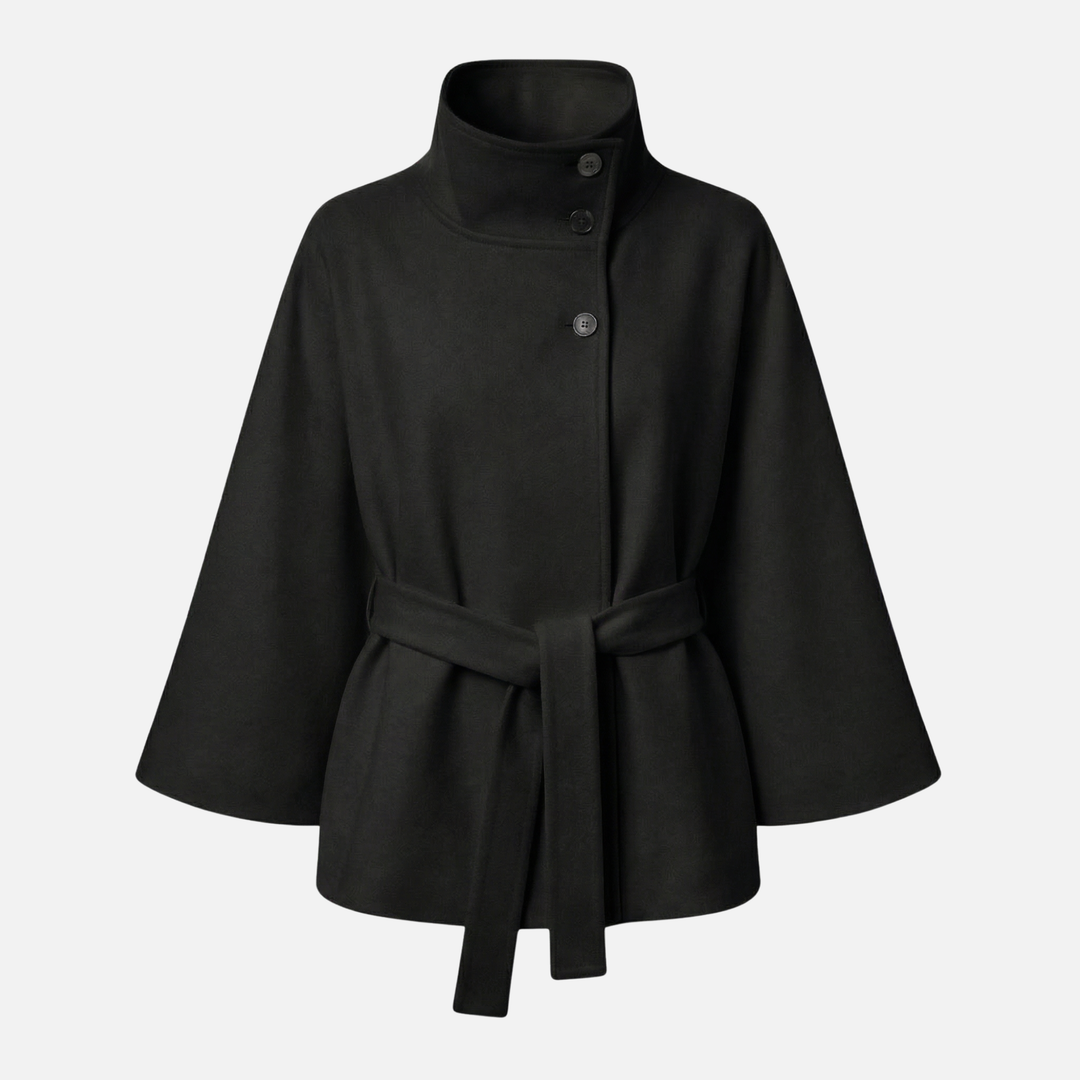 Wool Coat Relaxed Fit with Removable Waist Belt for Women