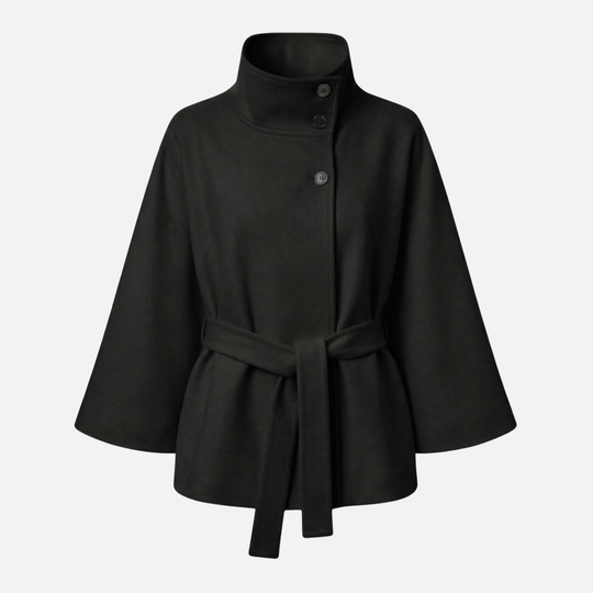 Wool Coat Relaxed Fit with Removable Waist Belt for Women
