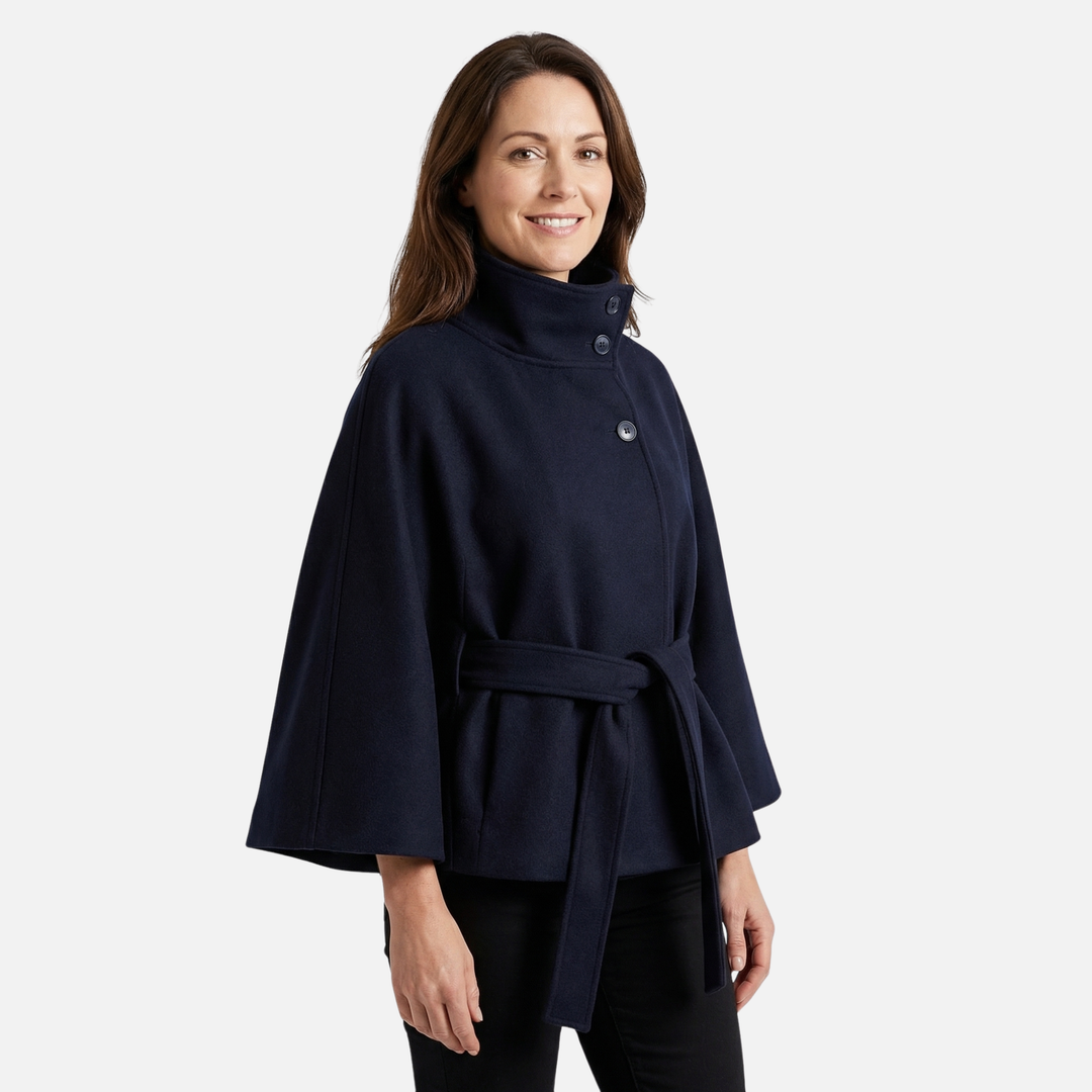 Wool Coat Relaxed Fit with Removable Waist Belt for Women