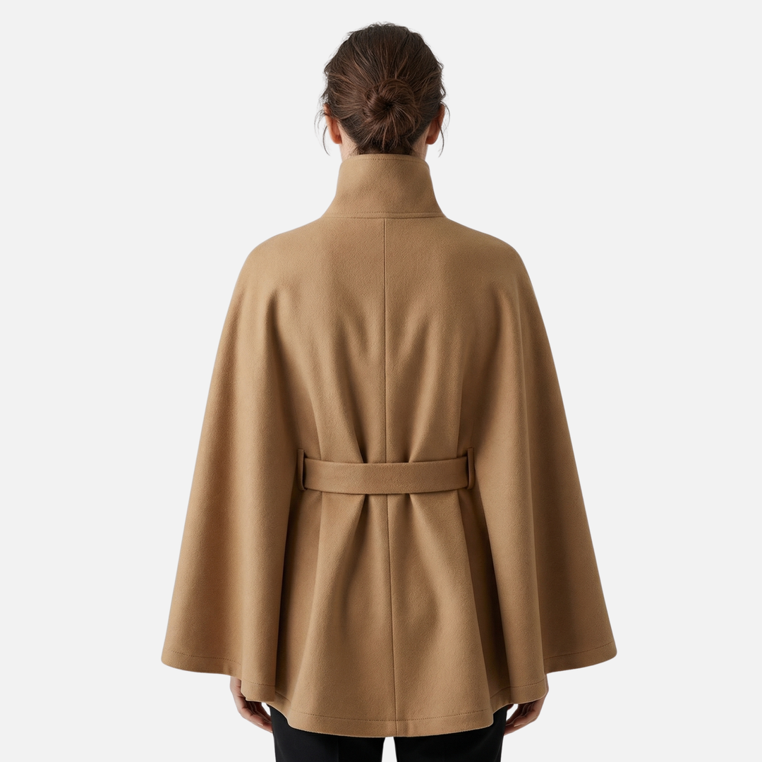 Wool Coat Relaxed Fit with Removable Waist Belt for Women