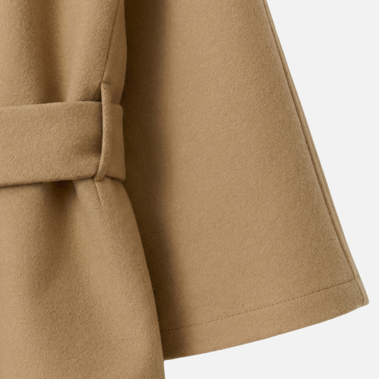 Wool Coat Relaxed Fit with Removable Waist Belt for Women