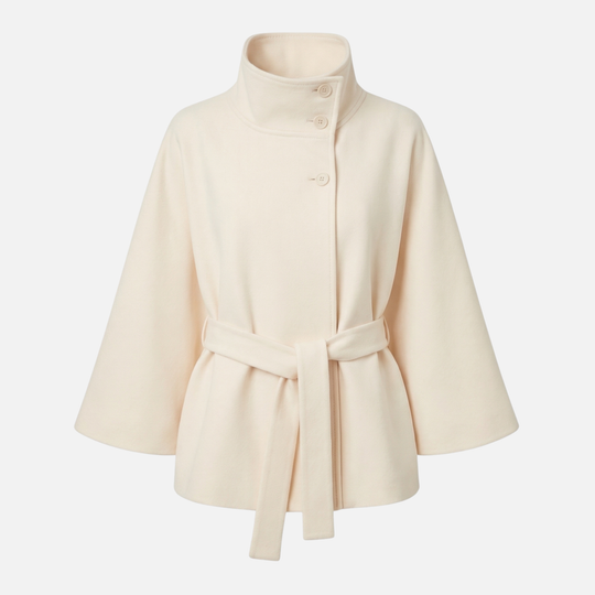 Wool Coat Relaxed Fit with Removable Waist Belt for Women