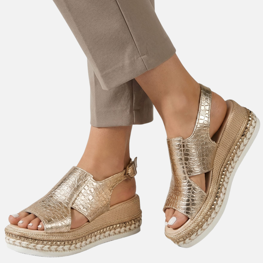 Woven Rope Wedge Sandals with Adjustable Buckle Strap for Women