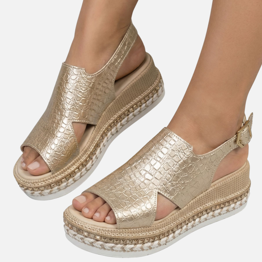 Woven Rope Wedge Sandals with Adjustable Buckle Strap for Women