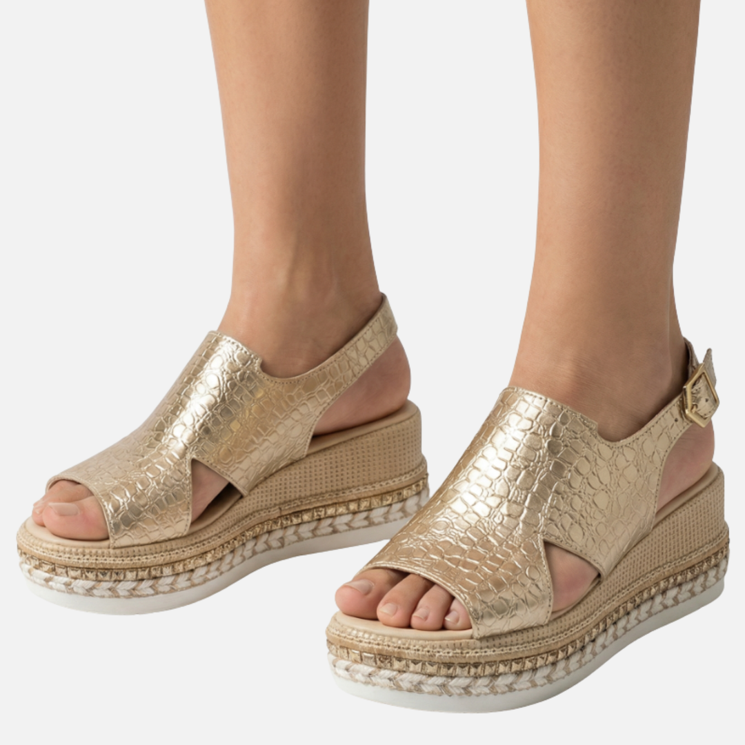 Woven Rope Wedge Sandals with Adjustable Buckle Strap for Women