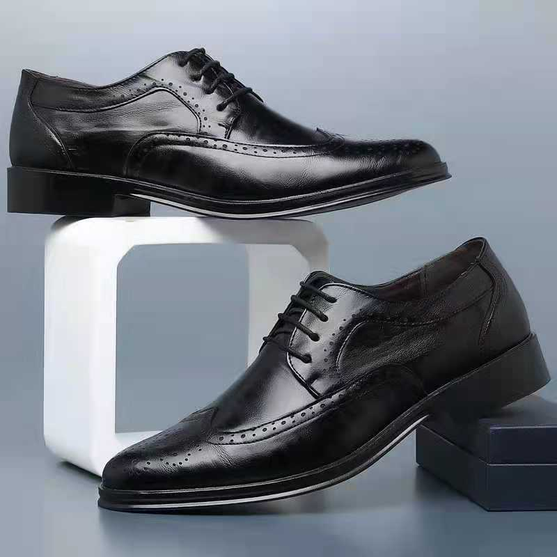 Classic Lace-Up Shoes for Men | Brogue Oxfords with Perforated Pattern