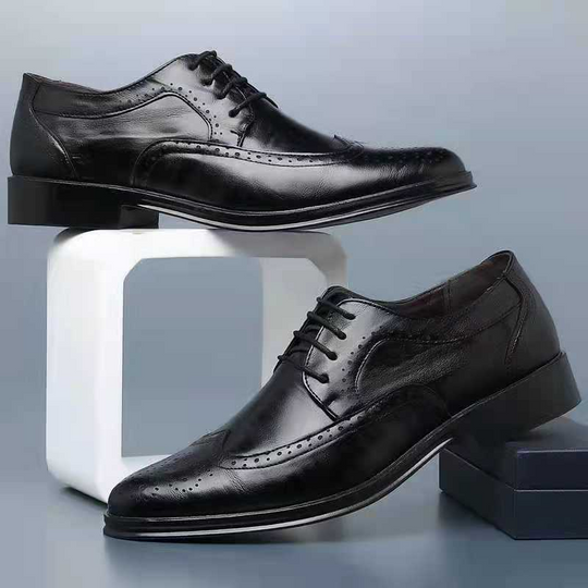 Classic Lace-Up Shoes for Men | Brogue Oxfords with Perforated Pattern