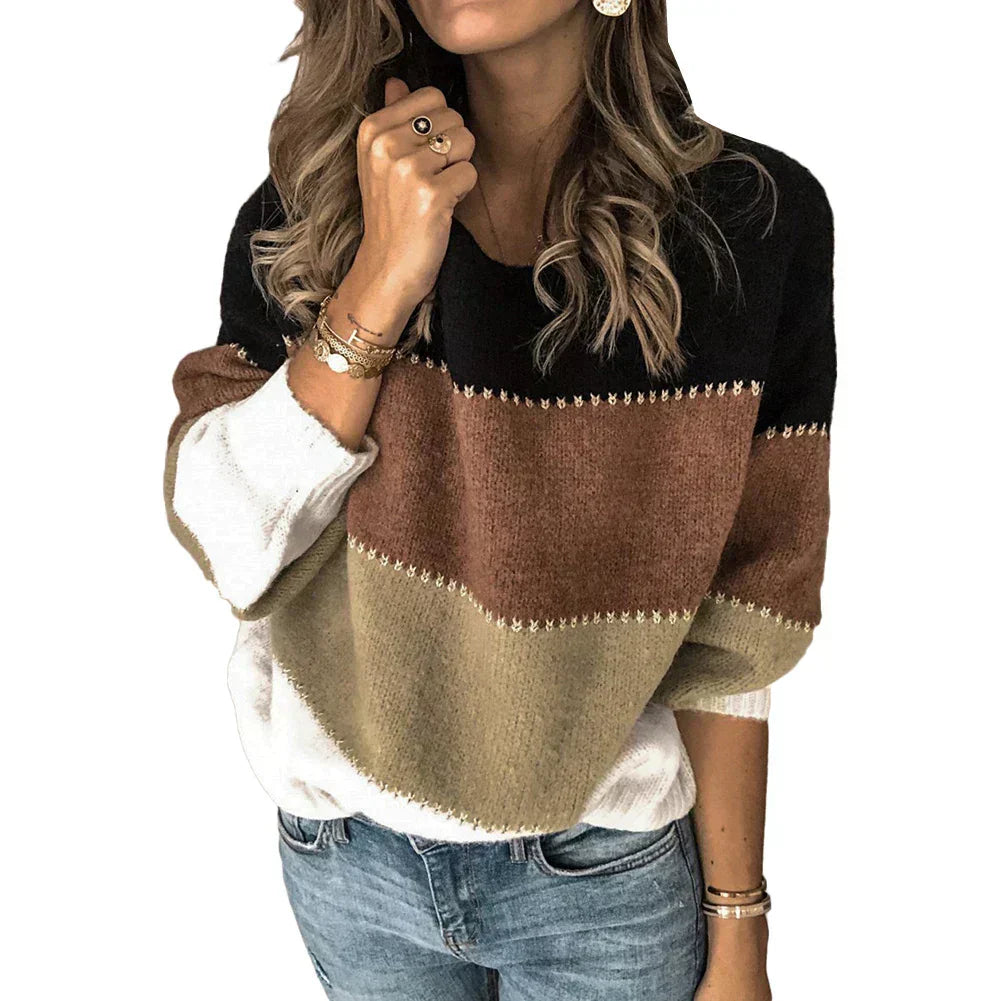 Colorful Knit Sweater for Women | Round Neck