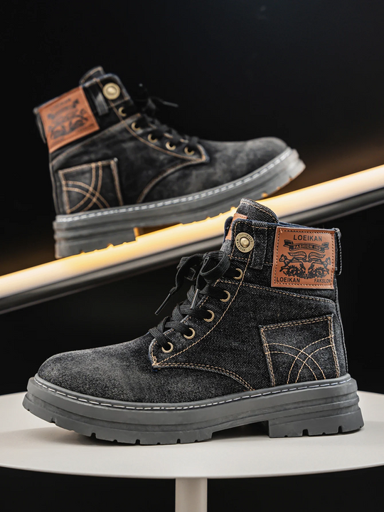 Logan | Denim Lace-Up Utility Boots