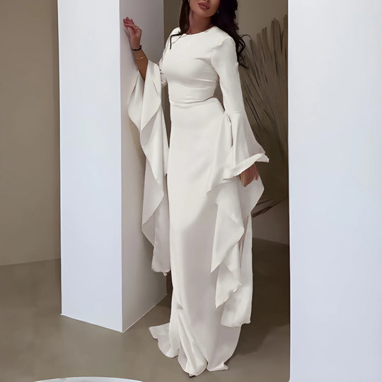 Women’s Draped Maxi Dress with Long Sleeves
