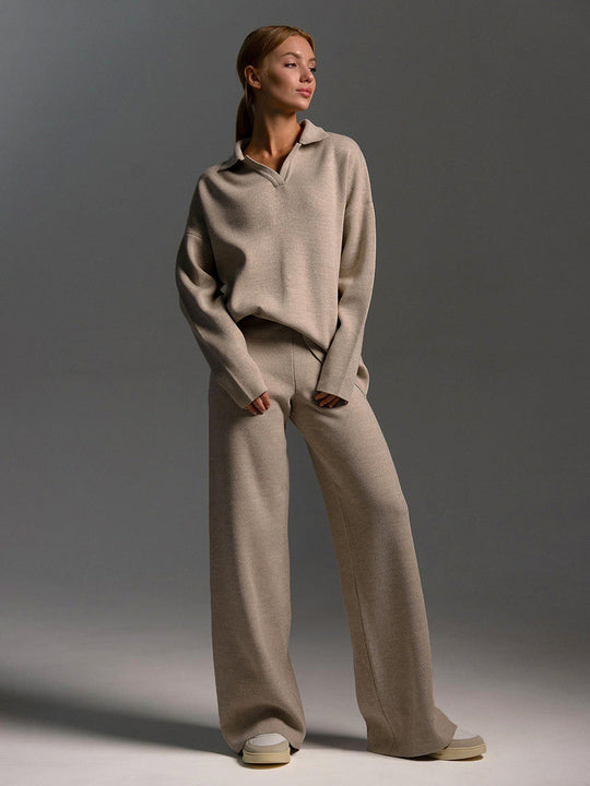 Long-Sleeve Polo Shirt and Pants for Women | Two-Piece