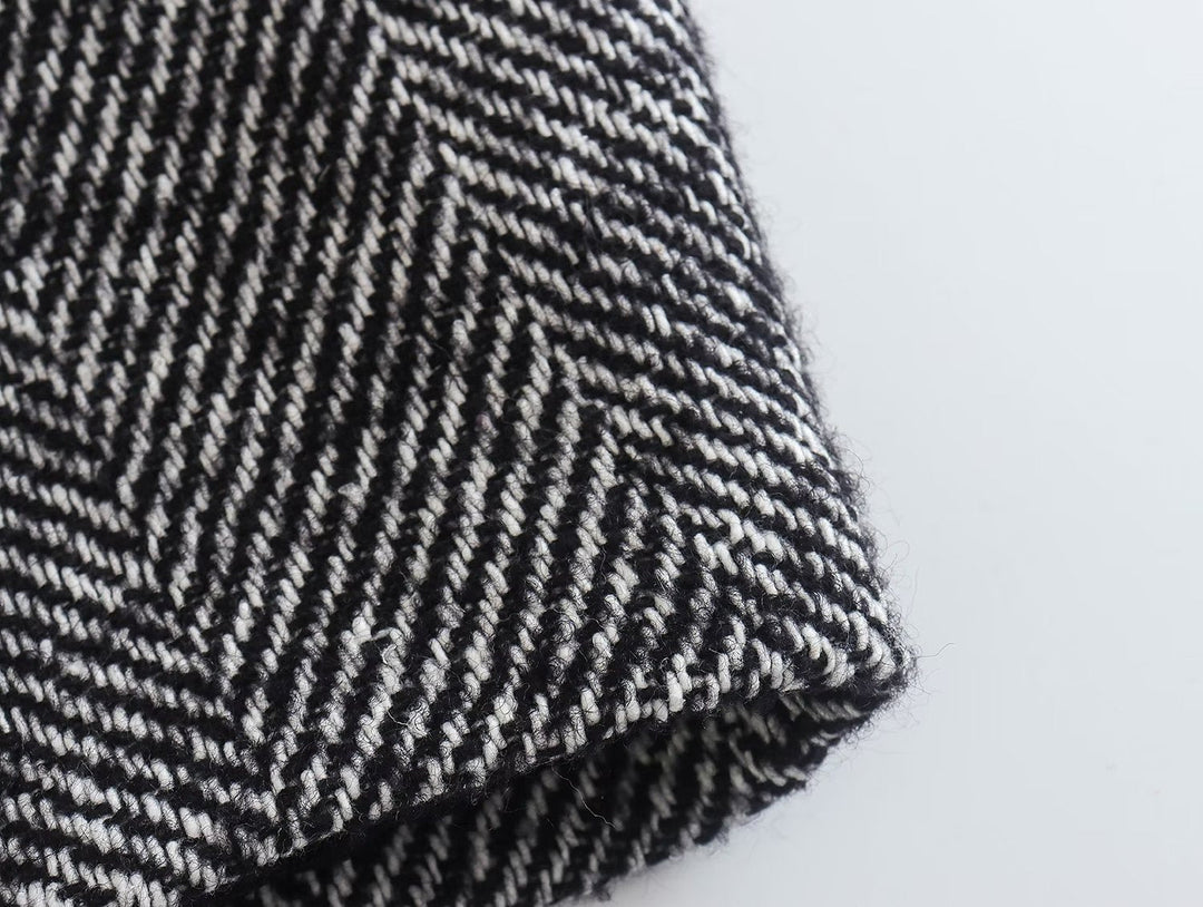 Women's Long Houndstooth Coat | Classic Overcoat