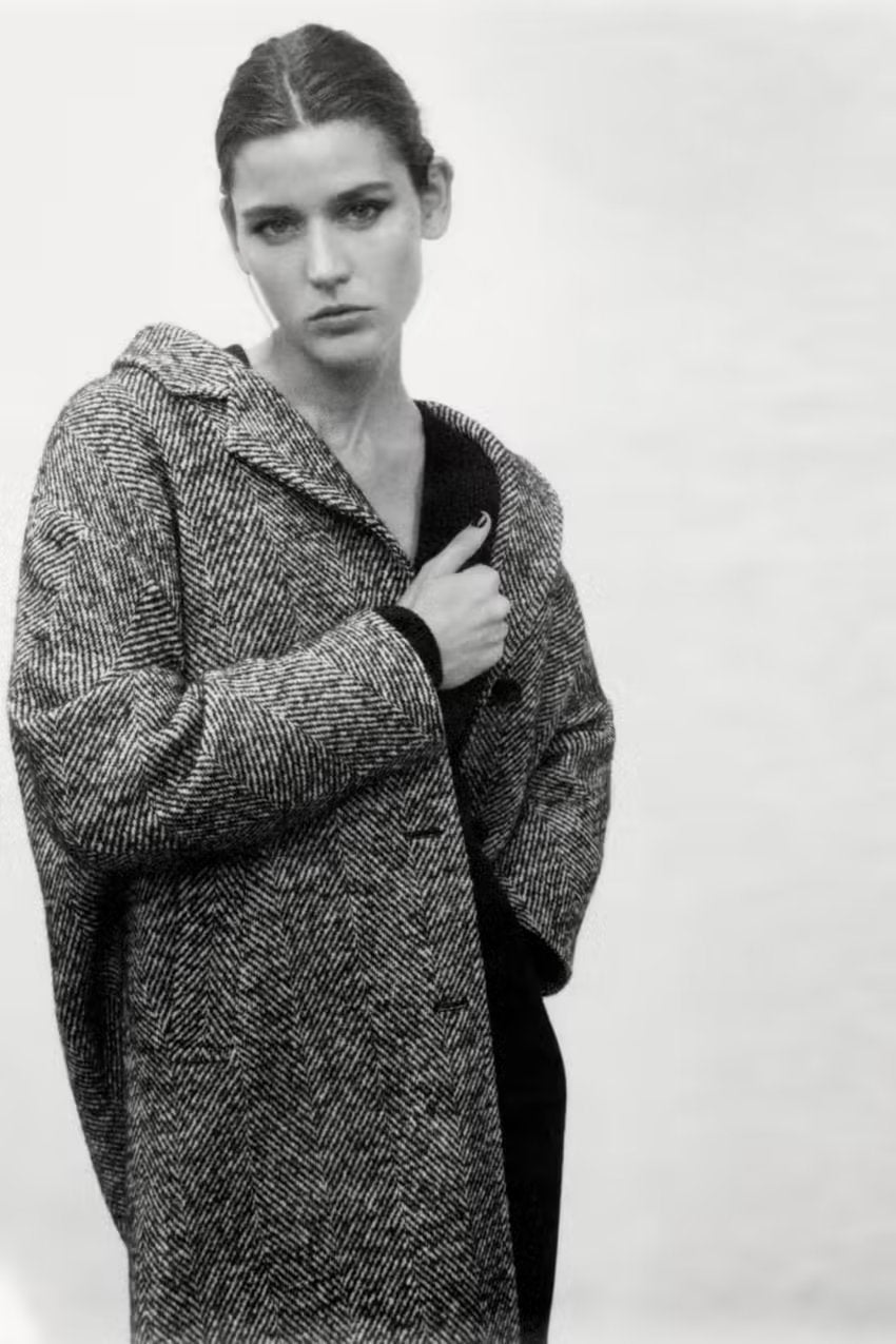 Women's Long Houndstooth Coat | Classic Overcoat