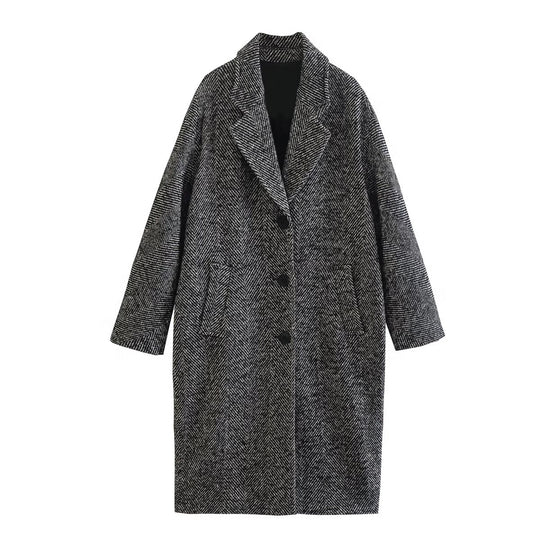 Women's Long Houndstooth Coat | Classic Overcoat