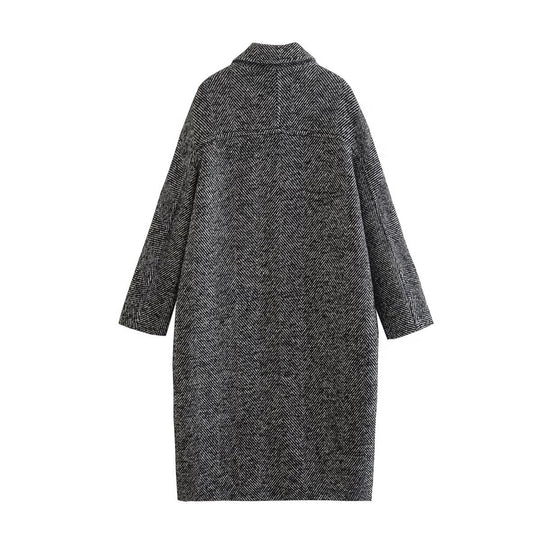 Women's Long Houndstooth Coat | Classic Overcoat