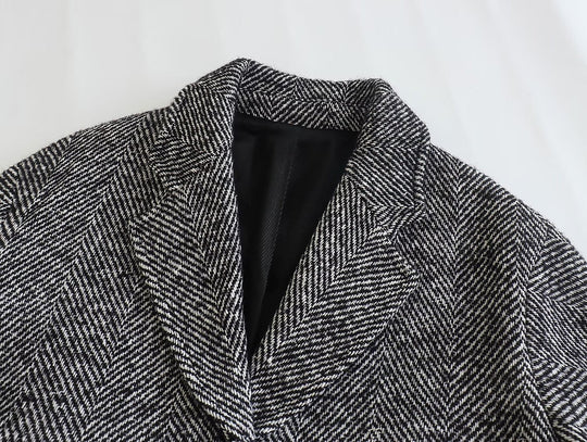 Women's Long Houndstooth Coat | Classic Overcoat