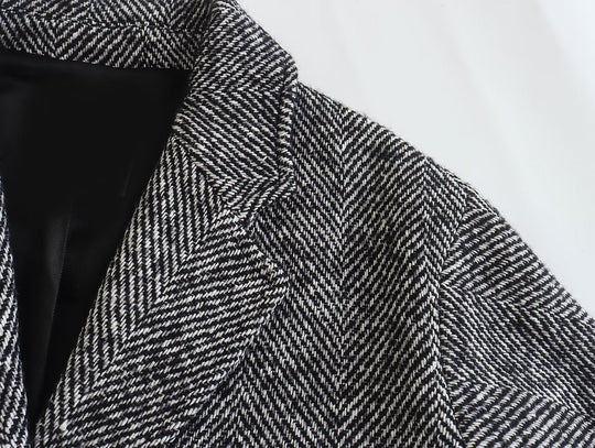 Women's Long Houndstooth Coat | Classic Overcoat