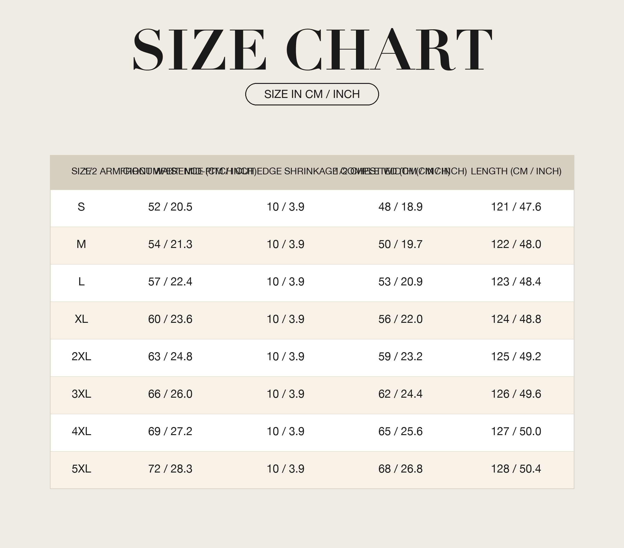Size Chart