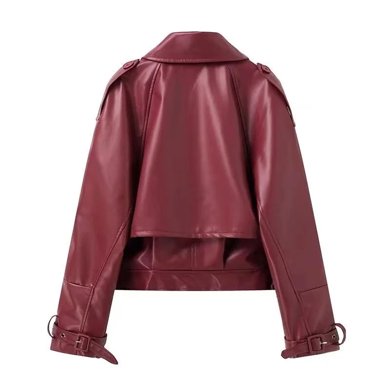 Women's Oversized Bomber Motorcycle Jacket | Collar Zip Up